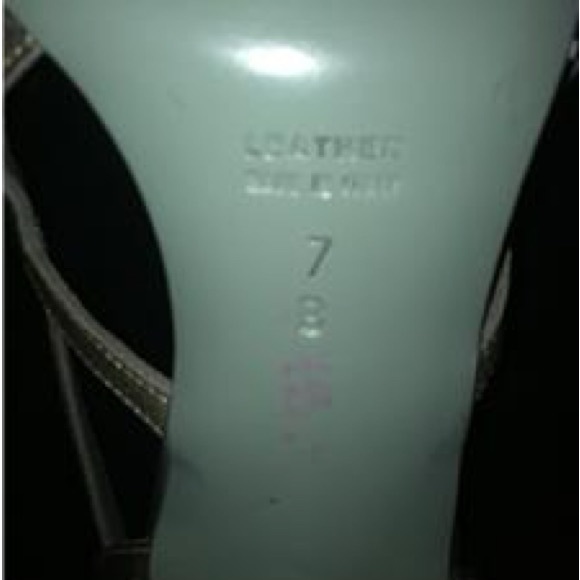 Nancy Geist For Cynthia Rowley Y2K 90s Gold Leather Cutout Peep Toe Heels Size 7 - Picture 6 of 6